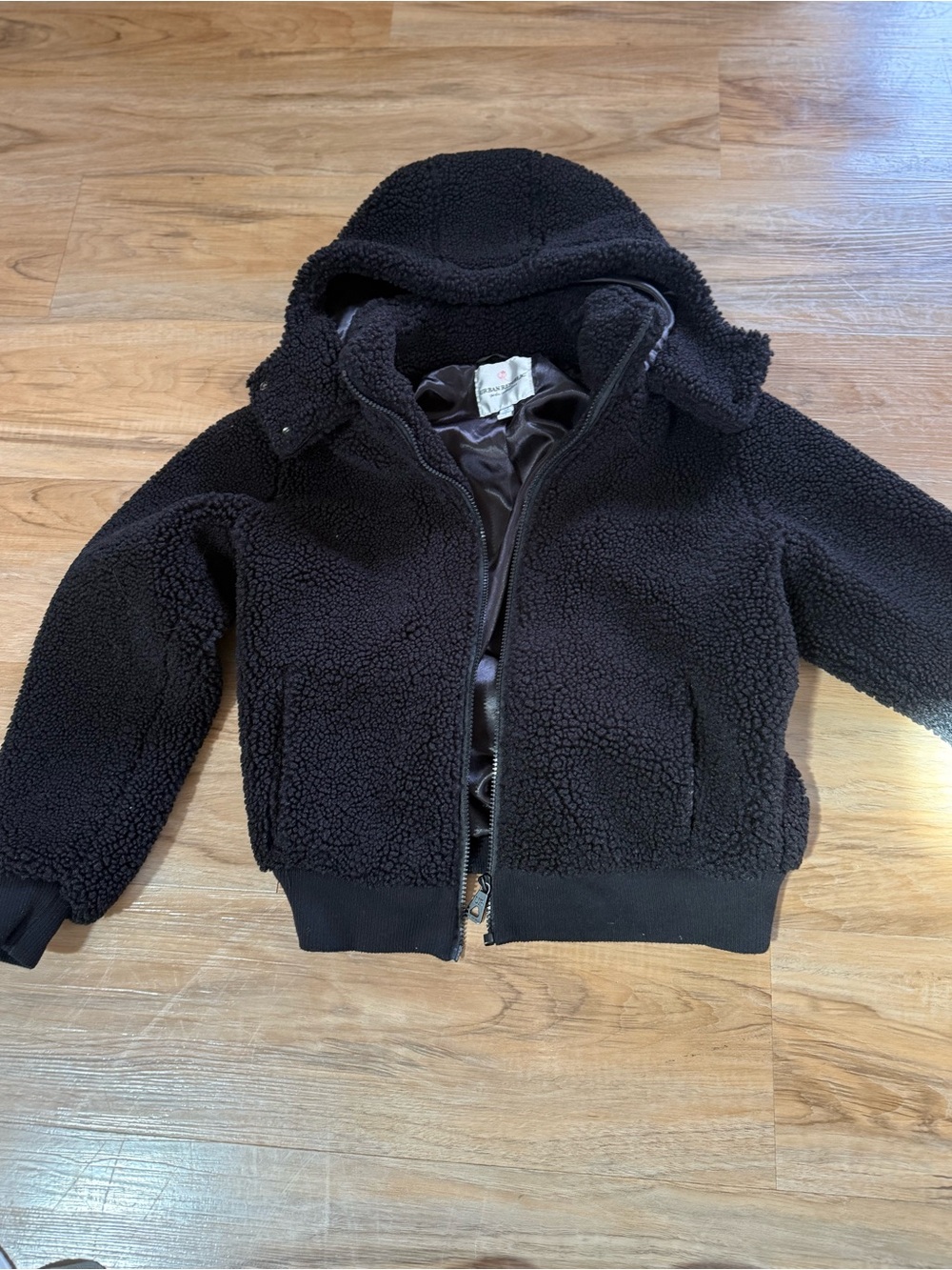 Wildfox Black Sherpa Lined Hooded Jacket